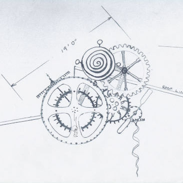 Drawing of The Industrial Machine by the artist, RTDavis