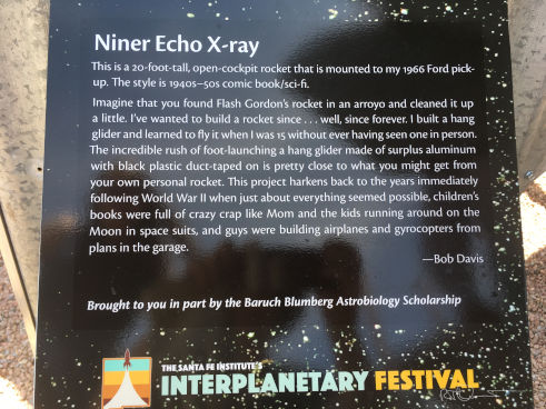Niner Echo Xray information installed at Interplanetary Festival in Santa Fe NM.